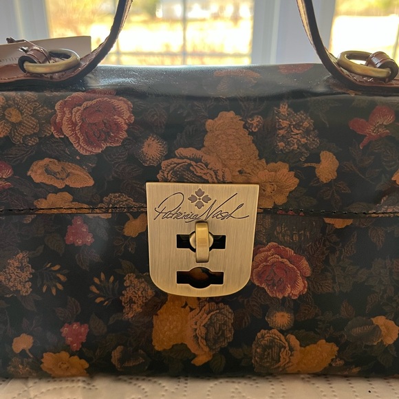 Patricia Nash Dark Floral Top-Handle Satchel with Brushed-Gold Hardware - Picture 2 of 4